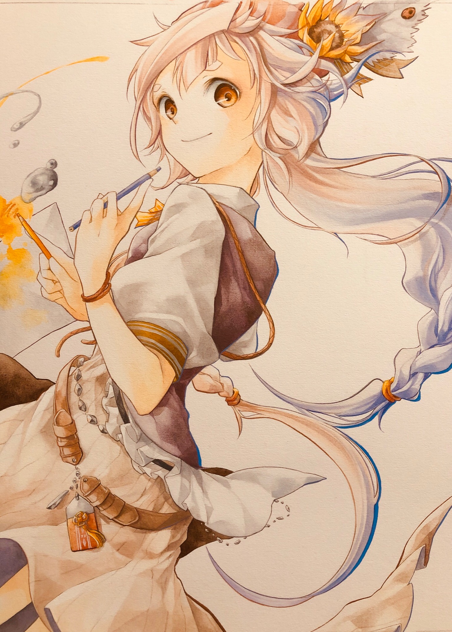 Twitter 上的 古島紺 お知らせもう一個 水彩色鉛筆で描くコミックイラストレッスン この度3刷となりました なるべく過程写真は飛ばさず載せよう を掲げ ページが許す限界まで詰めた本です チューブ絵具 固形水彩でも同じことができるので こういう塗り