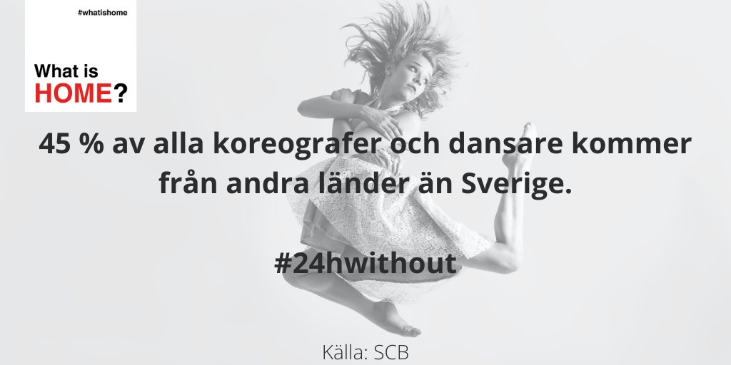 Caritas_Sweden's tweet photo. 45 % av alla koreografer och dansare kommer från andra länder än Sverige

#24hwithout #whatishome

https://t.co/TKc2G8cS4N https://t.co/nQU1E5jyIk
