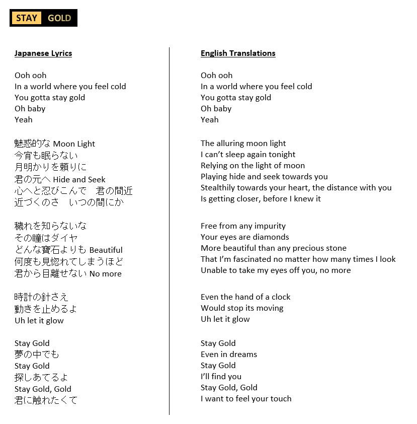 Bts stay gold lyrics  Bts song lyrics, Bts lyrics quotes, Pop lyrics