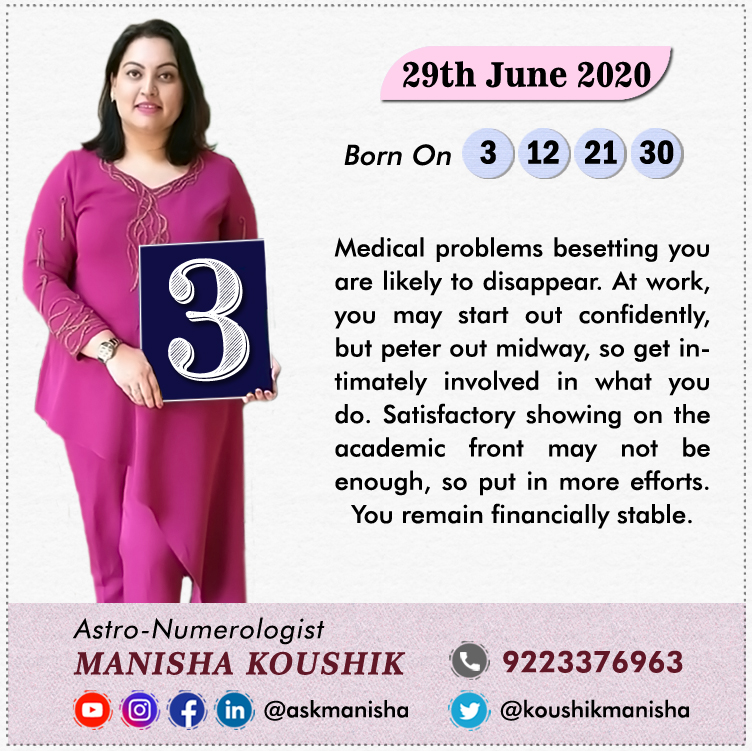 KoushikManisha's tweet photo. Know your Numerology Forecast for 29th June 2020 as per Birth Date - Life Path Number Predictions by Astrologer Manisha Koushik ☺️

#numerologyreading #numerologylife #numerologia #numerology1 #numerology2 #numerology3 https://t.co/joGEXxqKJM