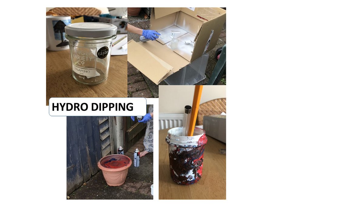 chsartists's tweet photo. Lewis Watson Y8 has been getting very creative with his upcycling project. Lewis used hydro dipping to decorate an old jar. You have inspired @chsartists I want to have a go! https://t.co/ZOTwAebAoF