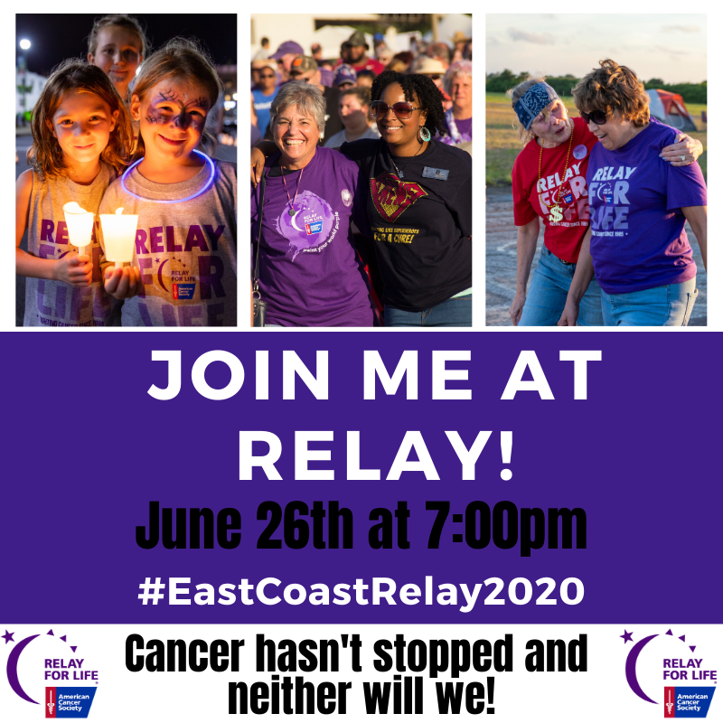 Relay4LifeCalU's tweet image. Make sure you invite your Quarantine Buddy to #EastCoastRelay2020 on Friday, June 26 at 7pm! Join us on the East Coast Relay For Life Facebook Page, we can't wait to see you there!