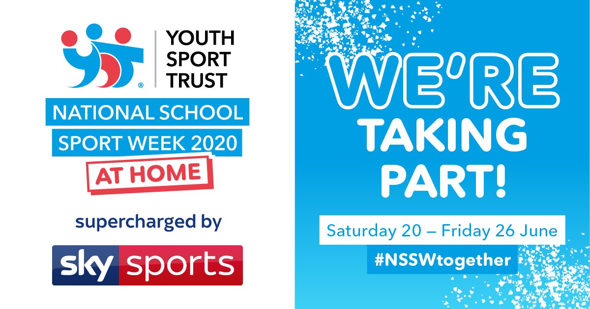 This time of year we would usually be preparing for our school sports day. Instead, we are taking part in the National School Sport Week at Home from 20 to 26th June.  
#NSSWtogether #schoolsport #youthsporttrust