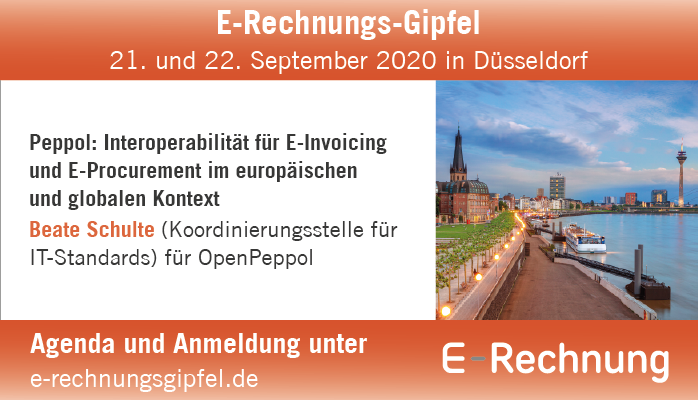 Beate Schulte von KoSIT spricht über die #Interoperabilität für #EInvoicing und #EProcurement im europäischen und globalen Kontext beim E-Rechnungs-Gipfel in Düsseldorf am 21. und 22. September 2020. 
Agenda: e-rechnungsgipfel.de 
#ERGI20 #ERechnung <a href="/ExchangeSummit/">E-Invoicing Exchange Summit</a>