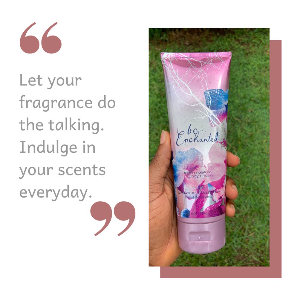“Be Enchanted”This scented lotion is guaranteed to keep everyone around you enchanted and make them fall in love with your fragrance.Certified 24hours moisture •Price: N6,000 •To order send a dm/WhatsApp  #fragrance  #enchanted  #smellgood  #scentedlotions  #beauty