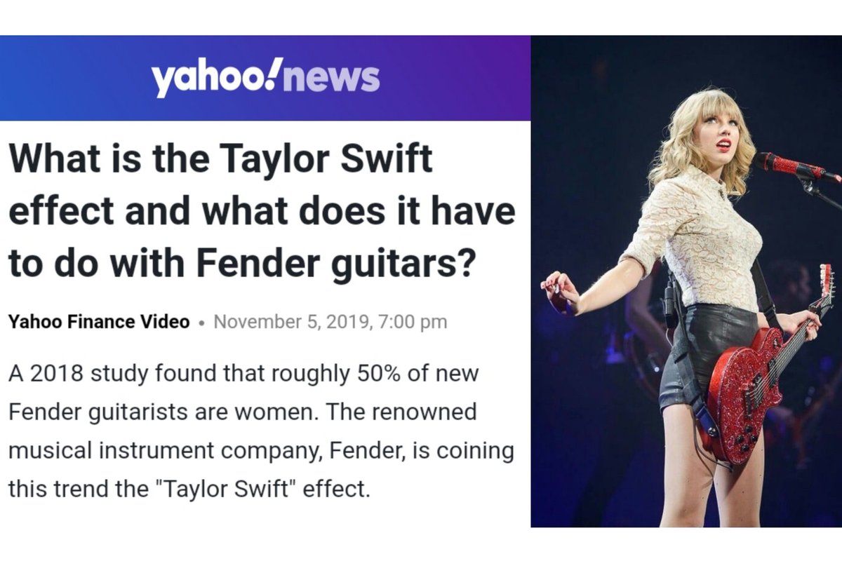 A 2018 study found that roughly 50% of new Fender guitarists are women. The renowned musical instrument company, Fender, is coining this trend the "Taylor Swift" effect.Swift is considered one of the artists who resurged ukuleles in modern music.