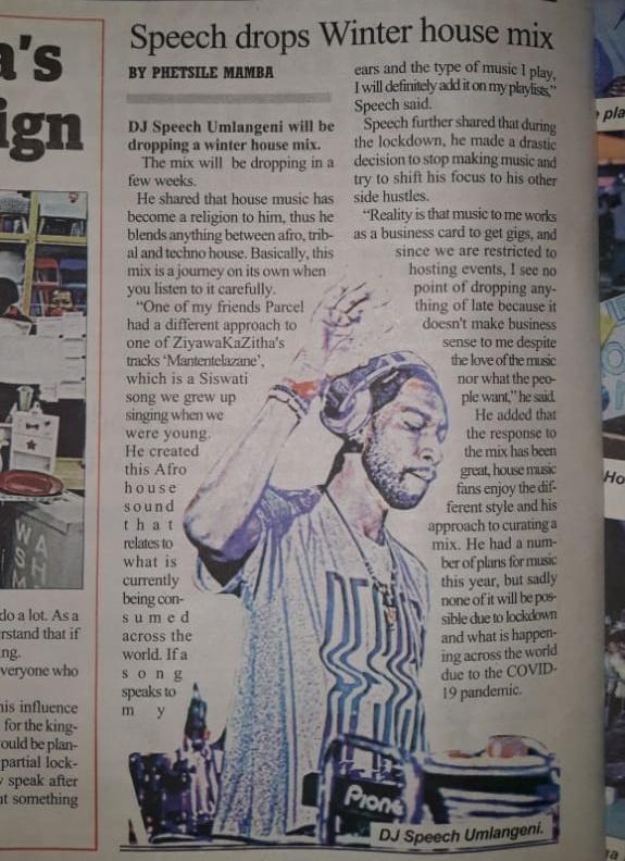 SpeechUmlangeni's tweet photo. ☼,,, thank you @EswatinObserver for spreading the love, mix is now up for downloads get it here 👉🏾https://t.co/3O00FgUCaW
#HouseIsMyReligion #LessTalkMoreDance https://t.co/S5RqmzRDdD