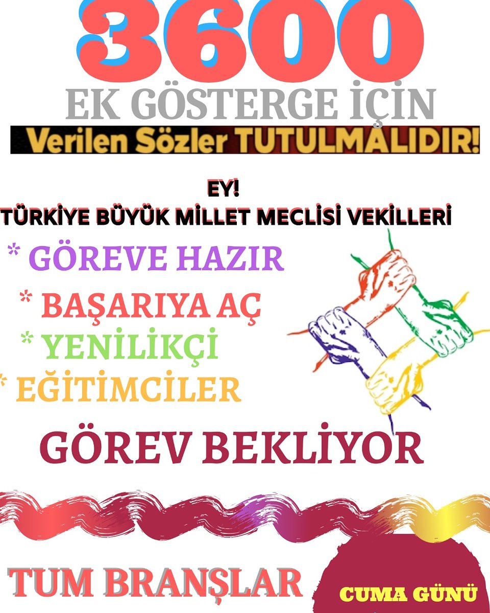 TR_BransOgrt's tweet photo. 2 yıl önce verilen 3600 Ek Gösterge sözü için etkinlik düzenlenecektir. Etkinlik saatinde destek olalım lütfen. https://t.co/U2gr58xMFH