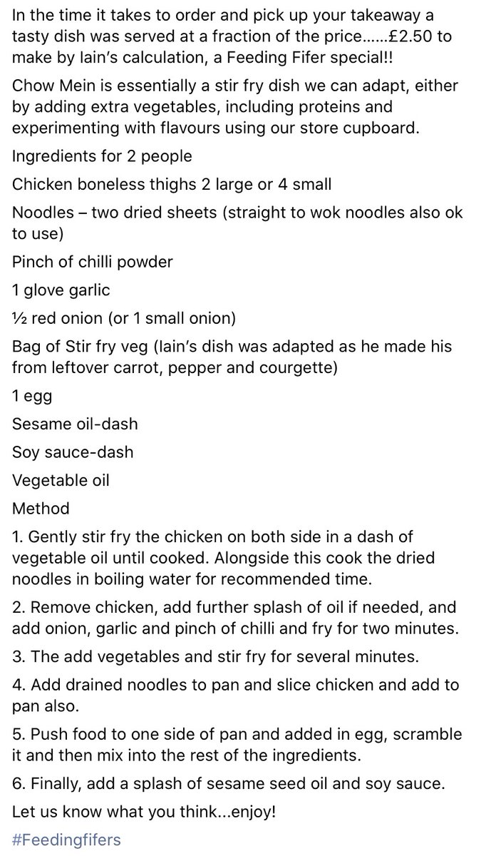 FifeHpservice's tweet photo. #FeedingFifers #FridayFakeway
Yummy chow mein recipe below in pics
@fifehscp @nhsfife @phfife https://t.co/6xnFNu1zdd