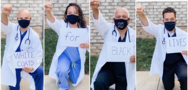 NationalMedAssn's tweet photo. “White Coats for Black Lives!”
Check out our family of @NationalMedAssn physicians from Charlotte, NC:  Dr. Augustus Parker IV, Dr. Krista Parker, Dr. Augustus Parker III, and Dr. Jason Parker
#ThisIsWhatAnNMADoctorLooksLike #WhiteCoatsForBlackLives #NMA125 #JoinTheNMA https://t.co/7KDh42Knk0