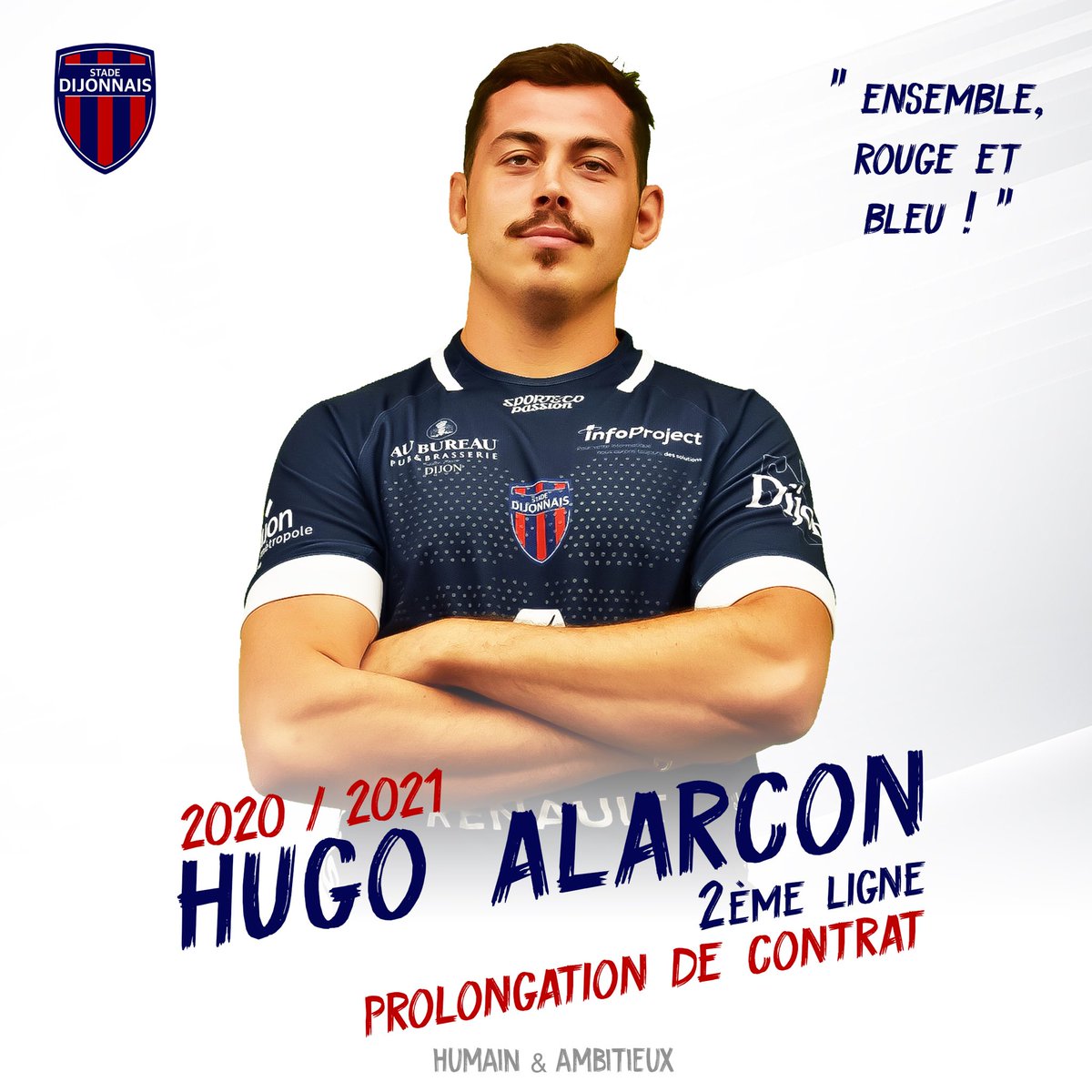 stadedijonrugby's tweet photo. 🔴🔵 #PROLONGATION 🖋
Comme vous êtes nombreux à nous le demander et que nous voulions que vous passiez un bon week-end, on vous l’annonce officiellement ...
Notre charismatique 2ème ligne #HugoAlarcon au club depuis 2018, prolonge son contrat d’une saison à #Dijon 💪👊 https://t.co/nAl8PHV152
