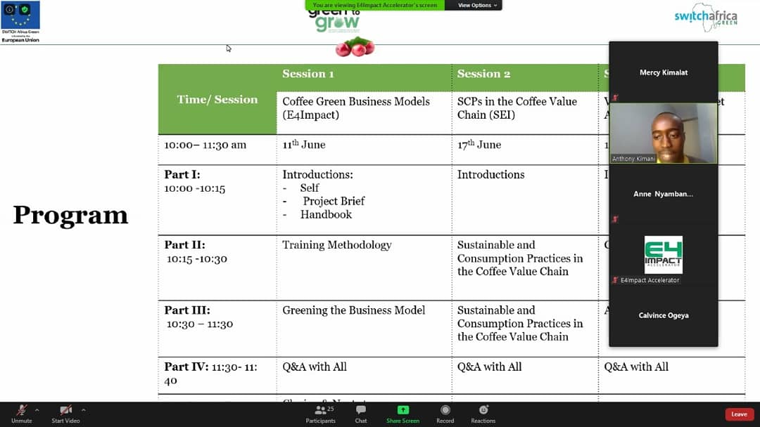 SwitchGrow's tweet photo. In June 2020,15 Member Based Organizations in the #coffee sector have attended a series of webinars led by @E4Impact
@SEIresearch and @JKUAT. The aim is to raise #Awareness on #Sustainable Agricultural and business practices in the coffee sector. #knowledgesharing https://t.co/0Fnh7Hds9C