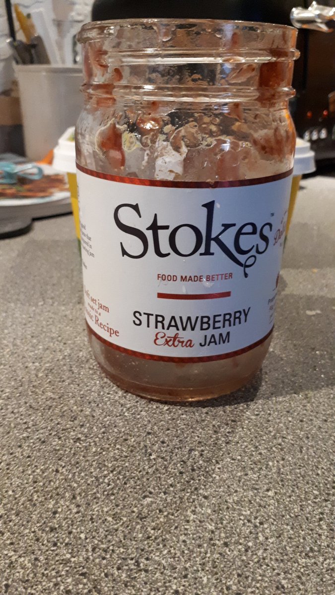 Boosabuser's tweet photo. @StokesSauces I was Incensed this morning to find this, there is clearly a leakage issue with the jar.
I am going to take this up with an appropriate authority, but until I find that person you should by now have a strongly worded on-line order for some more product. #lovestokes https://t.co/qyEssQTjVo