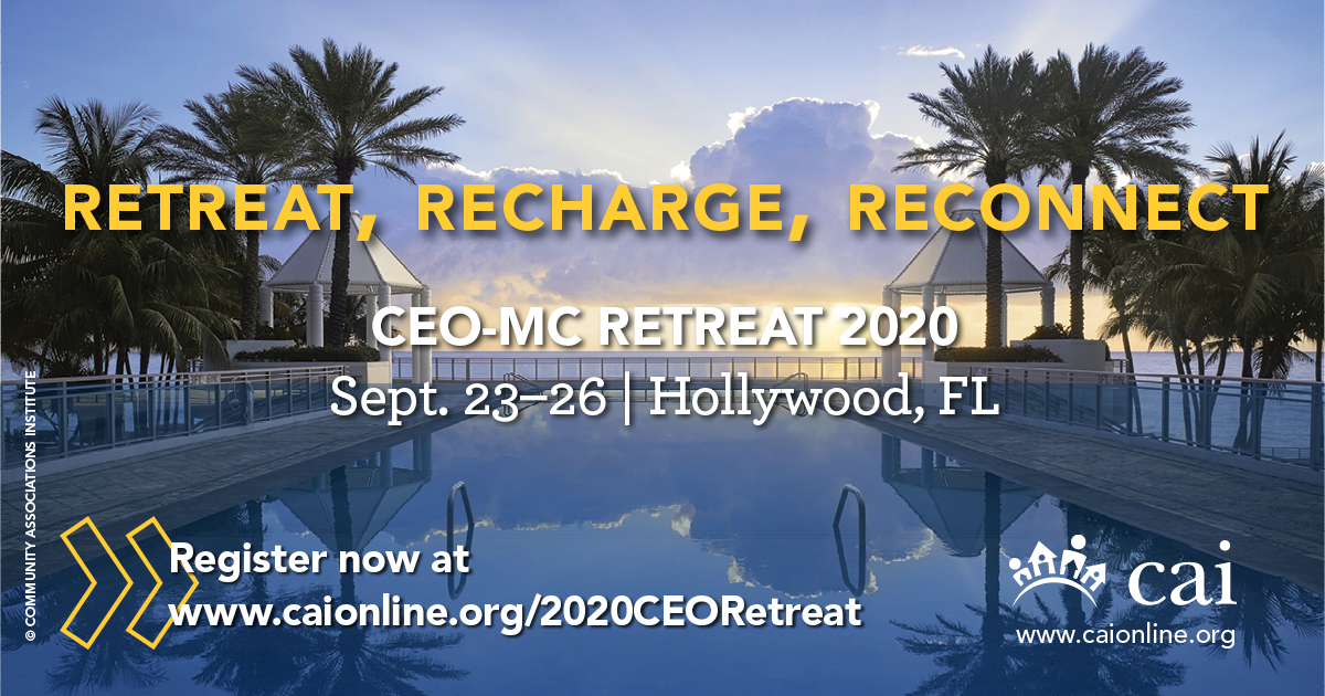 CAIsocial's tweet image. #CEOMC2020 is a go. Hear from today’s #communityassociation leaders as they present key trends &amp;amp; forecast the state of the industry to help your company make immediate and long-term business decisions.  bit.ly/3eOUjzC