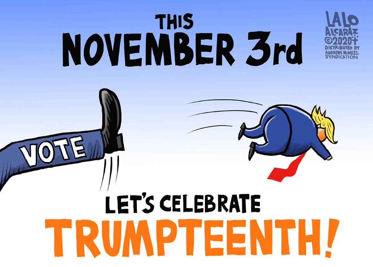 laloalcaraz's tweet photo. Another holiday that Trump made famous! Please share #laloalcaraz cartoons! #trumpteenth #juneteenthday #vote https://t.co/SyTUMxfIPf