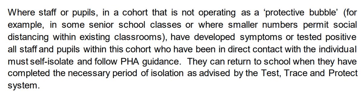 16/ In my context (14-18 senior high), anyone 'who has been in direct contact with the individual must self-isolate'.Again, once flu season starts, expect disruption due to this.