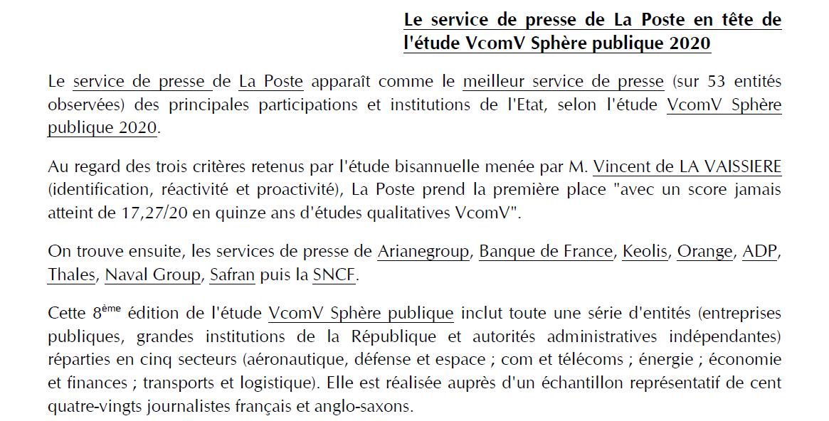 VGueidier's tweet photo. Pour la seconde année consécutive, le #servicedepresse du @GroupeLaPoste est classé 1er par 180 journalistes interrogés par l'étude #VcomV Un travail d'équipe!👨‍💻👩‍💻 #fierté #ilovemyjob #teamdechoc https://t.co/m1hUQ2VKNT