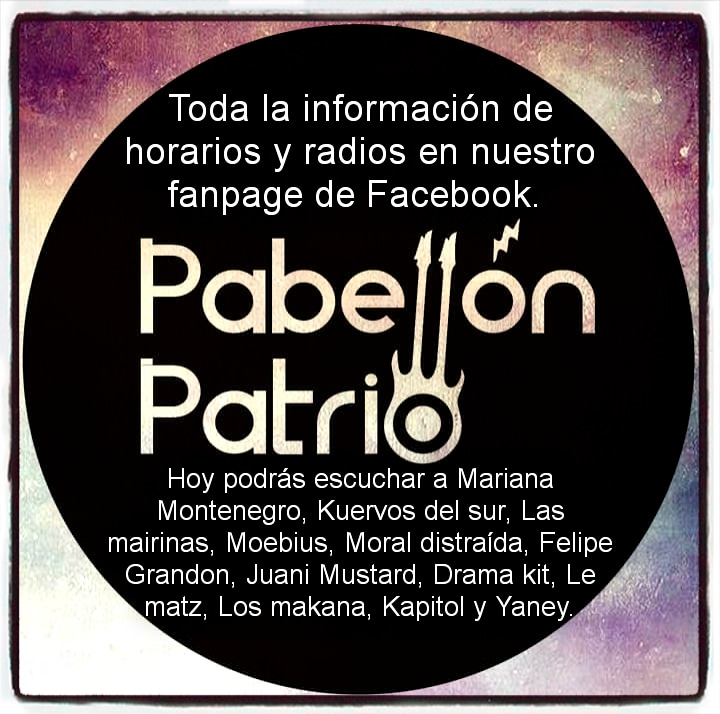 Hoy en #PabellónPatrio #MusicaChilenaEnCasa #MarianaMontenegro <a href="/kuervosdelsur/">KUERVOS DEL SUR</a> #LasMairinas <a href="/moebiusrocks/">Möebius</a> <a href="/Moral_Distraida/">Moral Distraída</a> #FelipeGrandon #JuaniMustard #DramaKit #LeMatz <a href="/LosMakana/">Los Makana</a> <a href="/officialkapitol/">Kapitol</a> #Yaney Toda la información en nuestro fanpage de Facebook m.facebook.com/story.php?stor…
