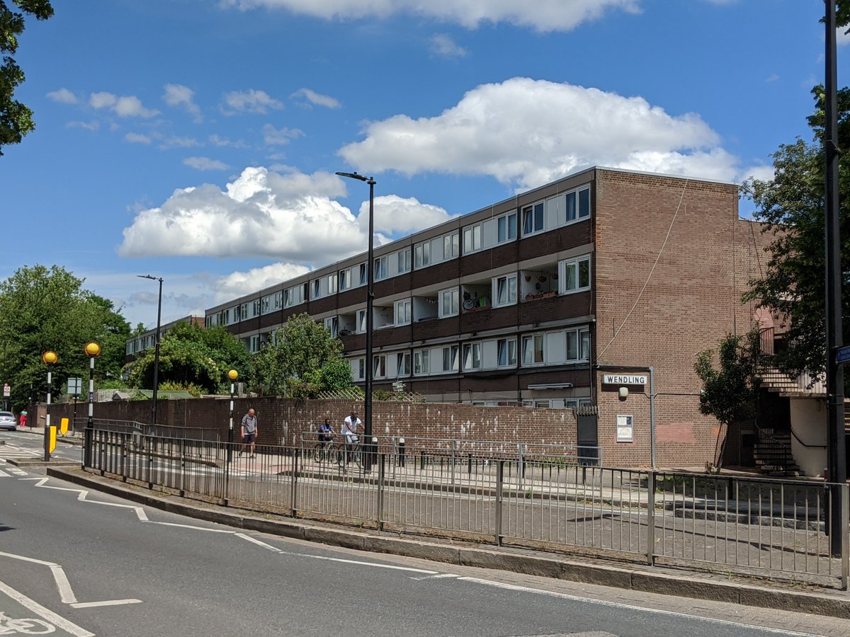 8/ Back on Malden Road and into Gospel Oak, you see Wendling, part of the Lismore Circus Estate, designed by Frederick McManus and Partners for Camden Borough Council and opened in 1972. The image on the right is from 1988.