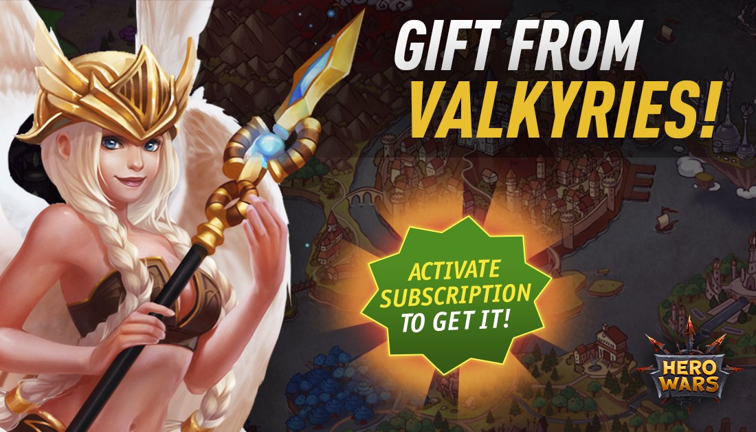 HeroWarsApp's tweet image. Valkyries prepared a special reward for subscription owners! 
⚠️ NOTE: This reward can be obtained only with the Valkyrie's Favor active! head to Chapter 2, complete the 13th mission (Deadlands) and check your mail! The gift is available till June 22, 5 PM (UTC).
#news