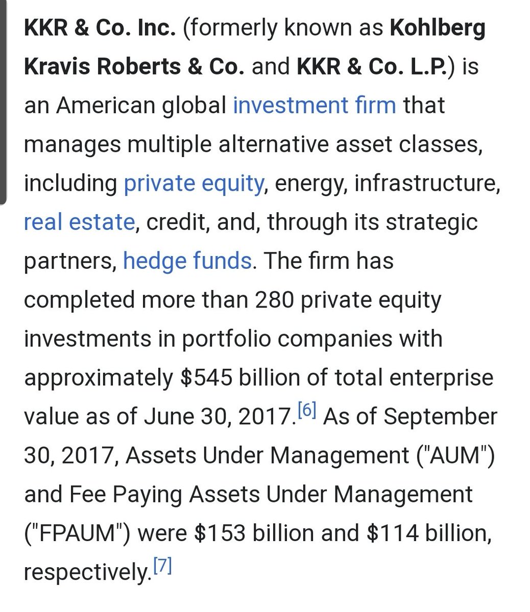 Let's take a look at those private equity firms KKR, $558b in investments through strategic partnerships with hedge funds14/