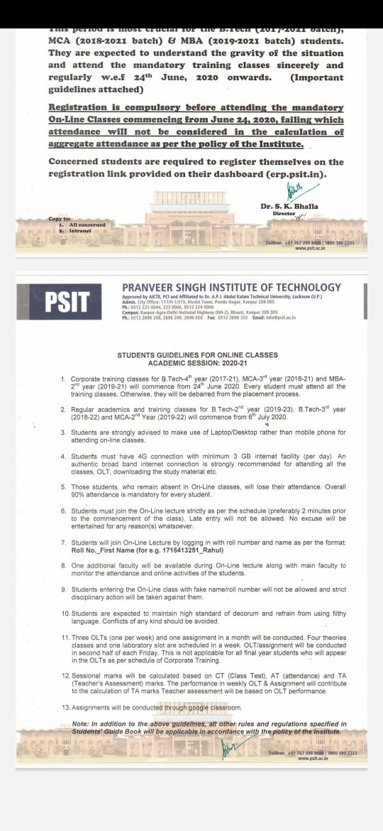WhoTweets3's tweet photo. Respected Authorities @AKTU_Lucknow, @AICTE_INDIA,
I request you all to please consider the situation mentioned here.
Our college (PSIT Kanpur) has asked the students to pay the fee by 24th June 2020, failing to which,the student's attendance would be blocked by college itself! https://t.co/PFGeVNt3qV