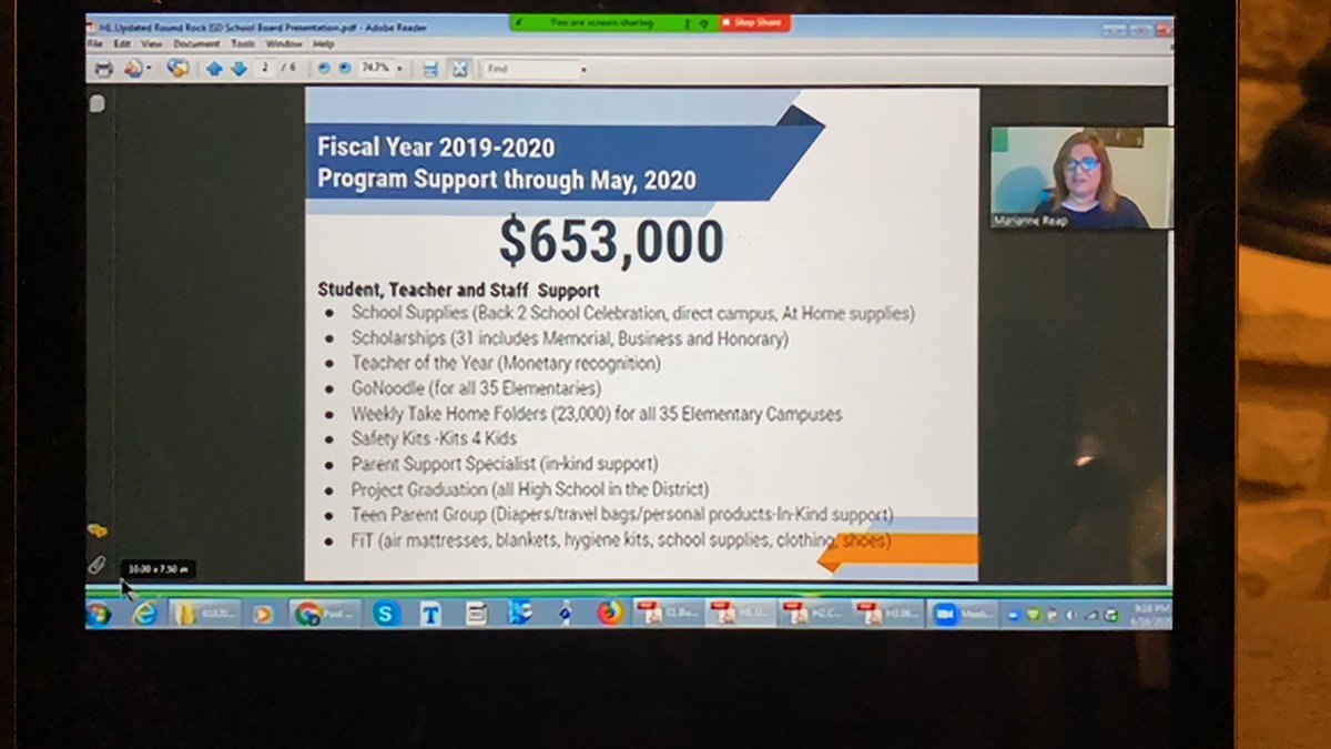 RRISD_PIEF's tweet photo. Our ED, Marianne Reap, spoke during the Round Rock ISD Board of Trustees Meeting last night and shared with them what Foundation is doing to support education in this Destination District. Thank you and congratulations to everyone who was a part of giving $653,000+ back. https://t.co/5vqV94sqLy