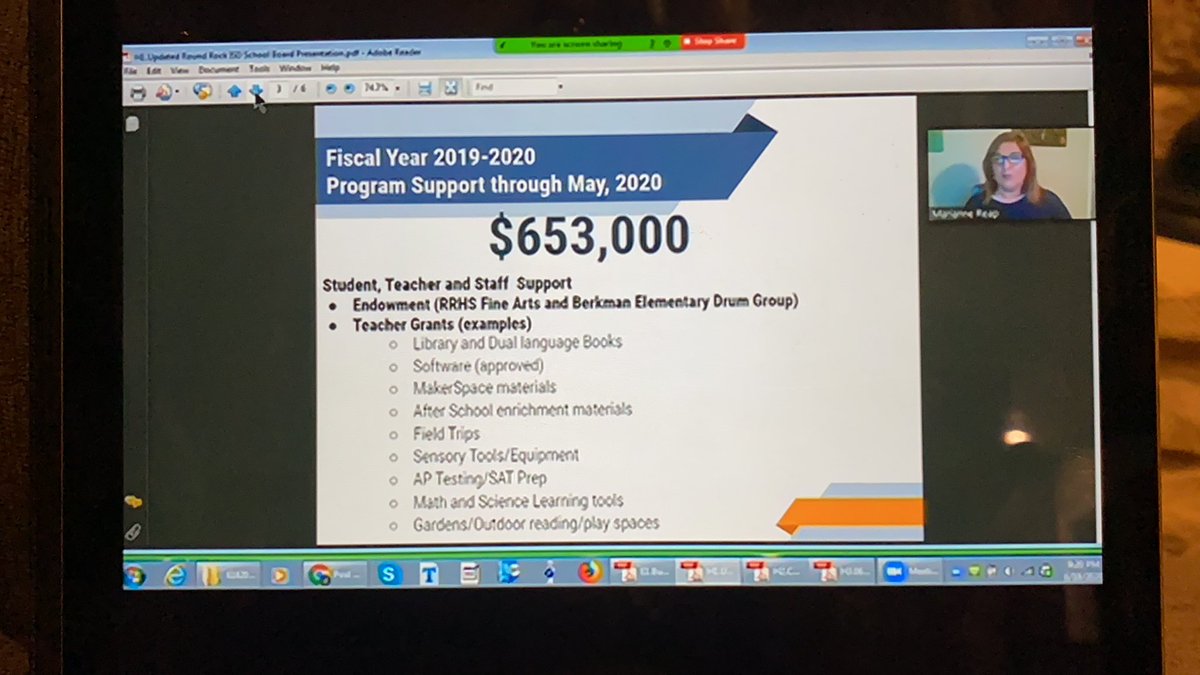 RRISD_PIEF's tweet photo. Our ED, Marianne Reap, spoke during the Round Rock ISD Board of Trustees Meeting last night and shared with them what Foundation is doing to support education in this Destination District. Thank you and congratulations to everyone who was a part of giving $653,000+ back. https://t.co/5vqV94sqLy