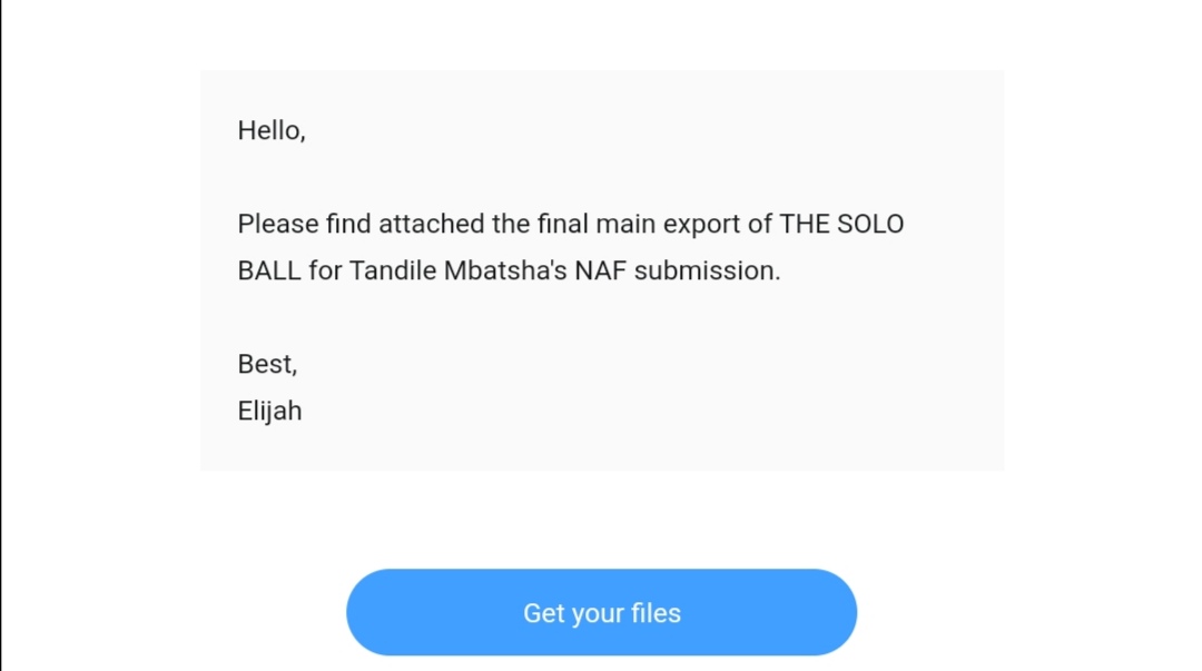 Tandile_Mbatsha's tweet photo. The picture below came in while I was typing this tweet:
I'm literally on the edge of my seat waiting for an email stating that the #TheSoloBall is with #vNAF2020. We @t_connoisseurs already have the master cut.
#TheSoloBall
#vNAF2020
#amazingeverywhere
#wearestillcreating https://t.co/IoaGJdMXZr