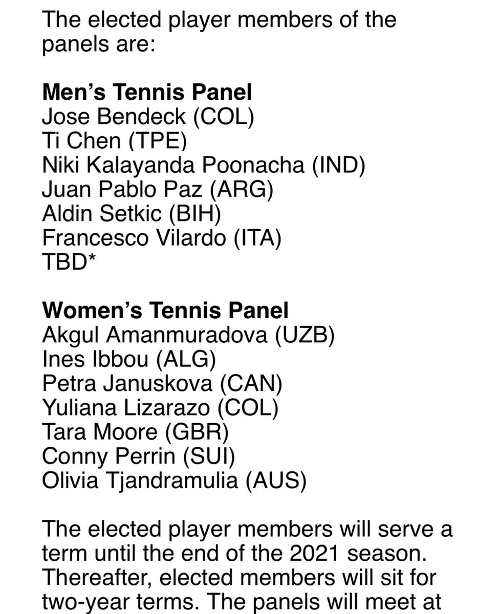 I am very honoured to announce that I have been elected to the first ITF Player Panel. Thank you to my tennis peers for putting your trust in me &amp; voting for me! I am very excited for this opportunity 🙏 

I will do my very best to fulfill this role &amp; get everyone’s voice heard!