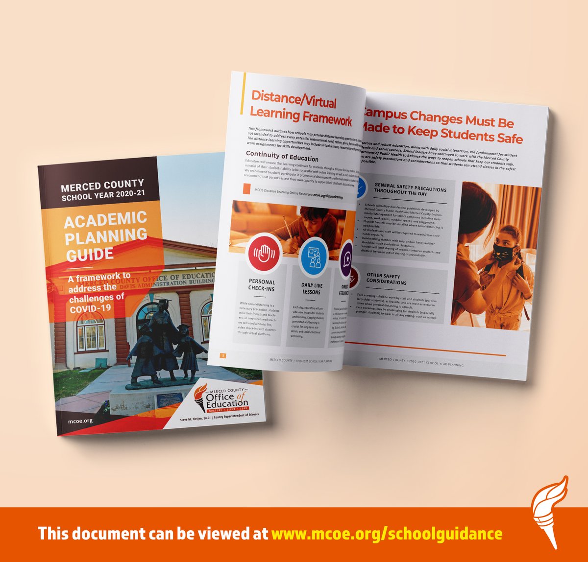 MCOE, in collaboration with the 20 local school districts and Merced County Department of Public Health, has released a document of guiding principles and planning considerations schools and districts should consider when making plans for reopening. 
View: mcoe.org/schoolguidance