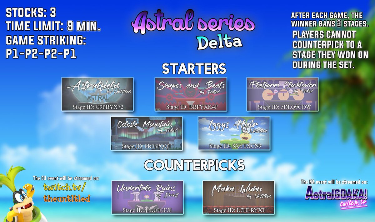 _saintGaia's tweet photo. Every anime's got a beach episode.

With a 32 player cap &amp; 2 region-separated brackets, sign-ups for Astral Series: DELTA (ft. @The_Unt1tled) are now live!

https://t.co/vyksc68CEw

Wanna commentate? Fill in this form:
https://t.co/mgZvEUi2pU

#AstralGSeries https://t.co/09HaM2Qm40