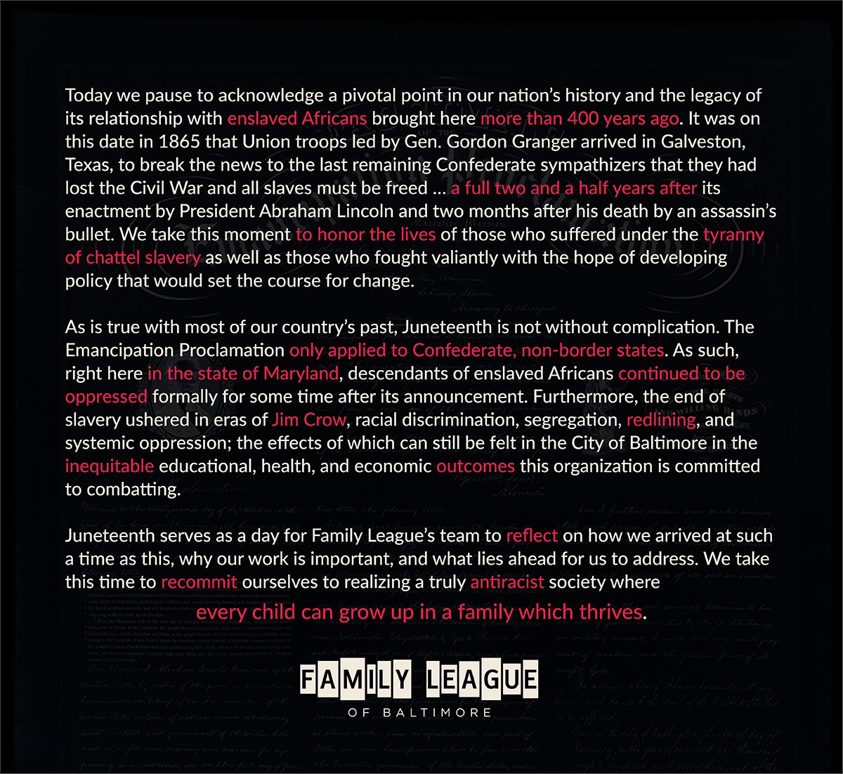 We paused to honor the lives of those who suffered under the tyranny of chattel slavery and as well as those who sacrificed and fought valiantly with the hope of developing policy that would set the course for change. #Juneteenth