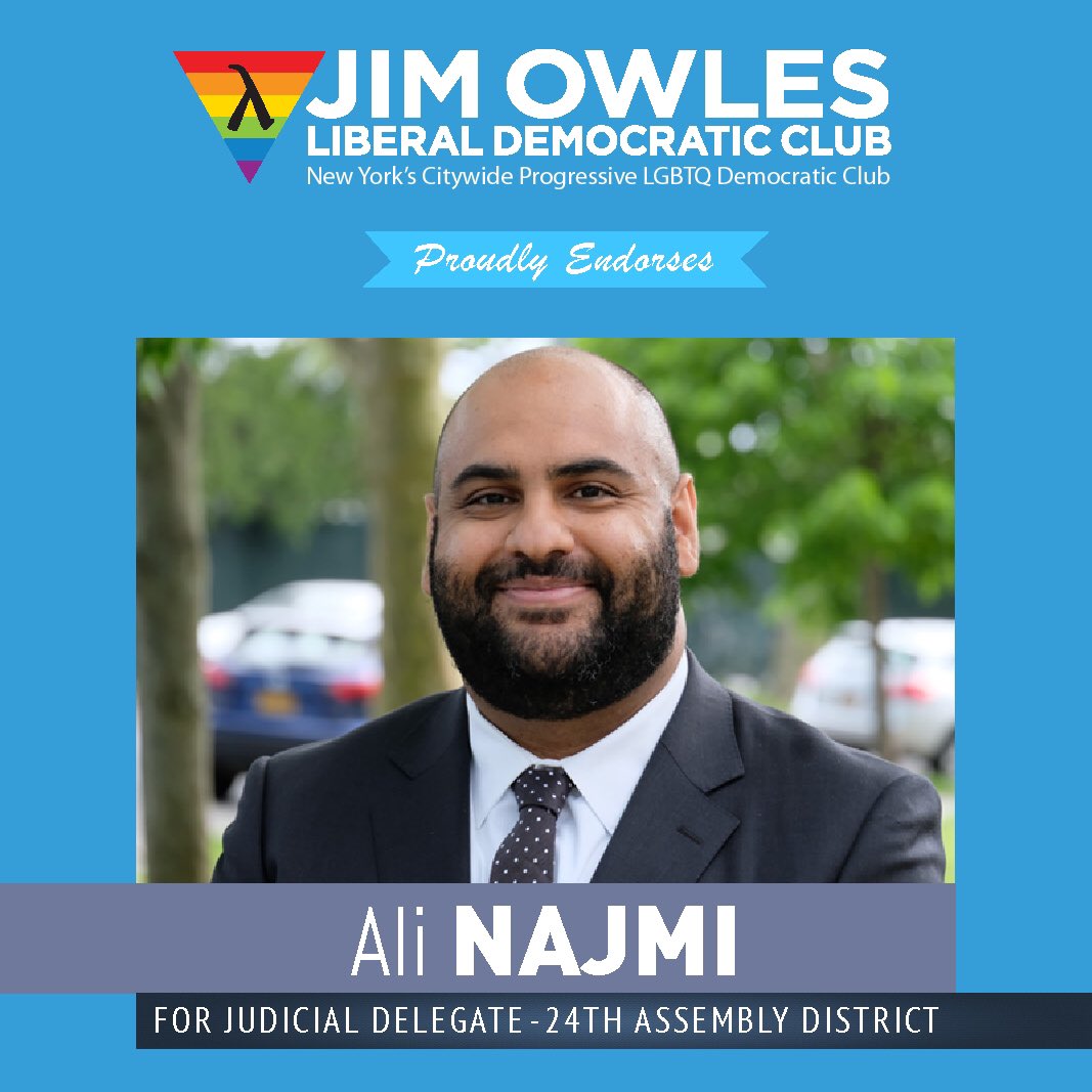 Ali_Najmi's tweet photo. Thank you Jim Owles Liberal Democratic Club for your support and endorsement! #JudicialDelegate #JudicialDiversity #Queens https://t.co/lKZD3OxuJR