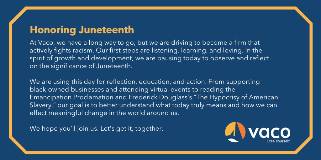 billiel1981's tweet photo. In honor of Juneteenth, we are using today as an opportunity for reflection, education, and action. We hope you’ll join us. https://t.co/k774uRBqhS