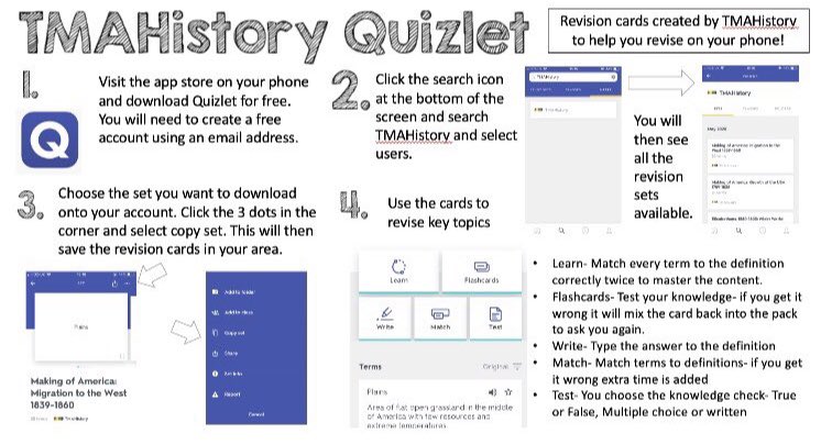 MrsRCliffe's tweet image. Launched our quizlet account with GCSE History students today- virtually 🥳 Students can download the cards to help them revise 🤞It might be helpful for anyone on OCR B SHP GCSE- current sets include Peoples Health, Elizabethans and Making of America #OCRBGCSE