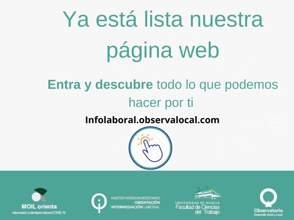 MoilOrienta's tweet photo. Echa un vistazo y descubre todo lo que podemos hacer por ti. También en nuestras RRSS, Facebook, Instagram y Twitter. Búscanos como MOIL Orienta. #empleo #orientacionlaboral #murcia #Covid_19 https://t.co/uhM66dDkC6