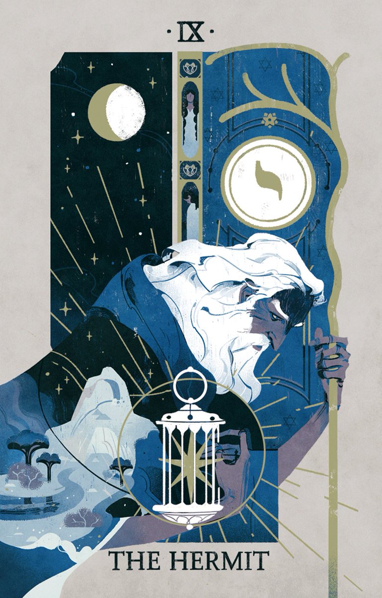 The Hermit took us a long time, since it was the first of the Major Arcana. Here are a few glimpses of the progress towards the final result.