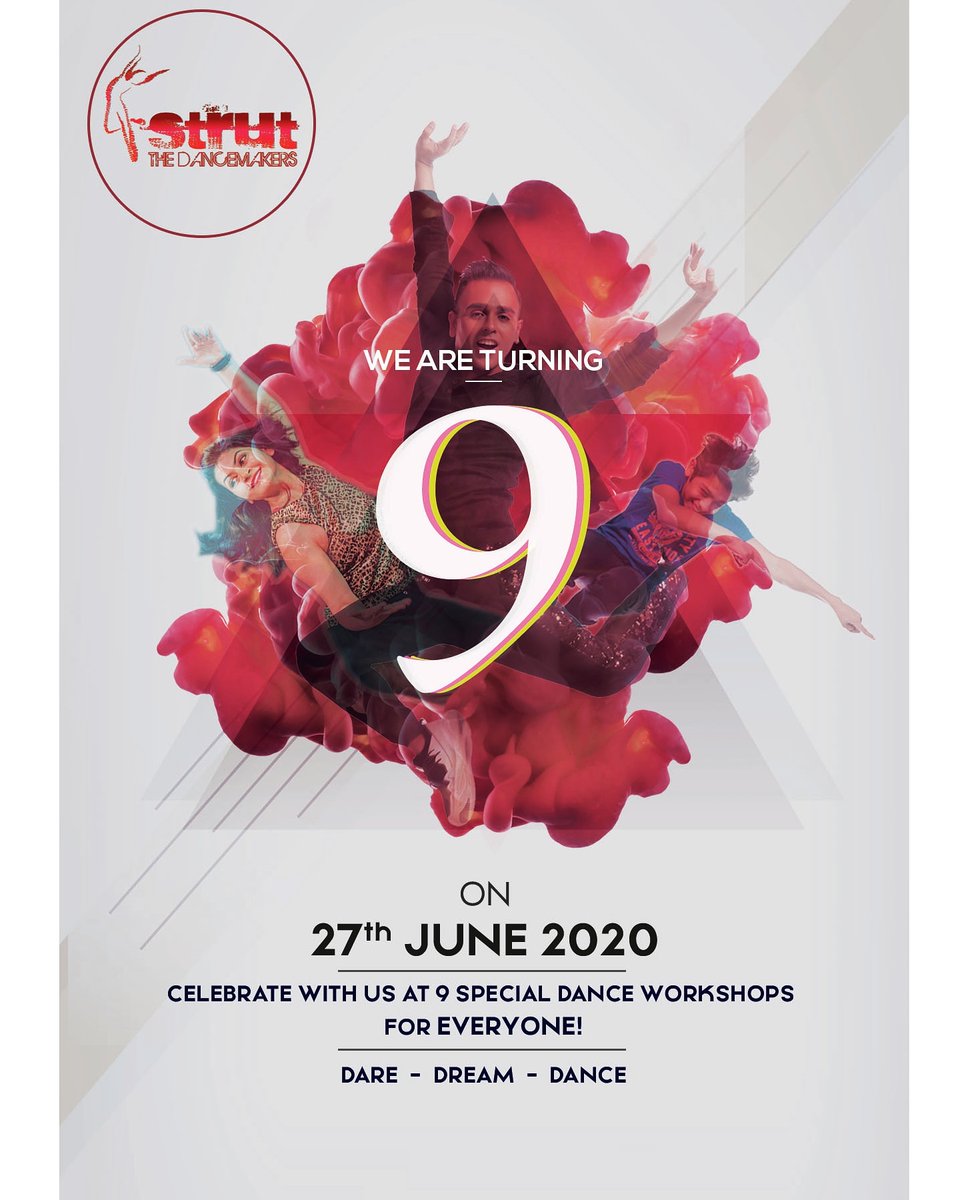 Strut_Dance's tweet photo. We couldn't hold on to our excitement any longer. We are turning 9 on 27th June! To celebrate our birthday, we have lined up 9 specialized workshops -teaching different styles for ALL AGES starting from the 27th. Details out soon. Come, celebrate with us! 🎈🎈 https://t.co/zXFPyzSmLC