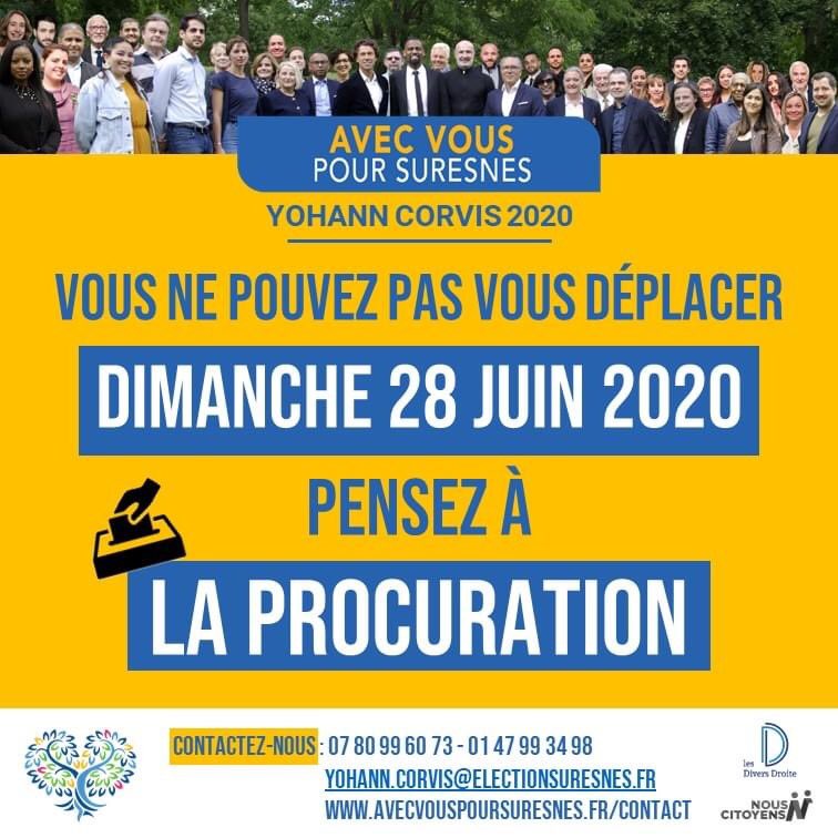 En cas d'absence le 28 juin prochain, pensez à la procuration "Avec vous pour Suresnes".
#Elections2020 #Municipales2020 #yohanncorvis #avecvouspoursuresnes