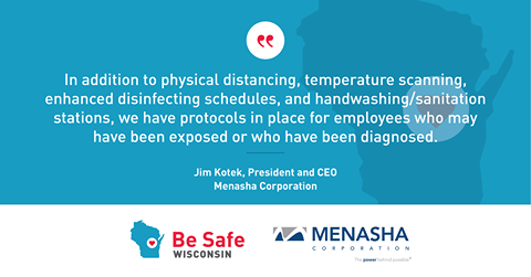 menashacorpnews's tweet photo. Menasha Corporation is proud to be a @BeSafeWisconsin partner. We know that our individual and collective actions have direct impact on the spread of coronavirus, and we are committed to doing everything we can to keep our employees and our communities safe.
#BeSafeWisconsin https://t.co/4u7NdT0p8I