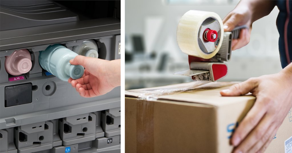 Are local recycling resources not available to you? #DYK you can easily return empty and used items through our Toner, Cartridge &amp; Container Maintenance Kit Return Programs? bit.ly/3dVoCEP #RicohEco 
#Recycling