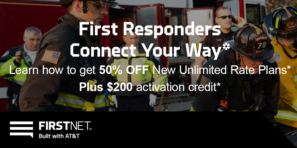 FirstNet's tweet image. First Responders – connect your way! Learn about the First Responder Unlimited Rate Plan and Activation Credit for new lines of service: my.firstnet.com/e4eb239e