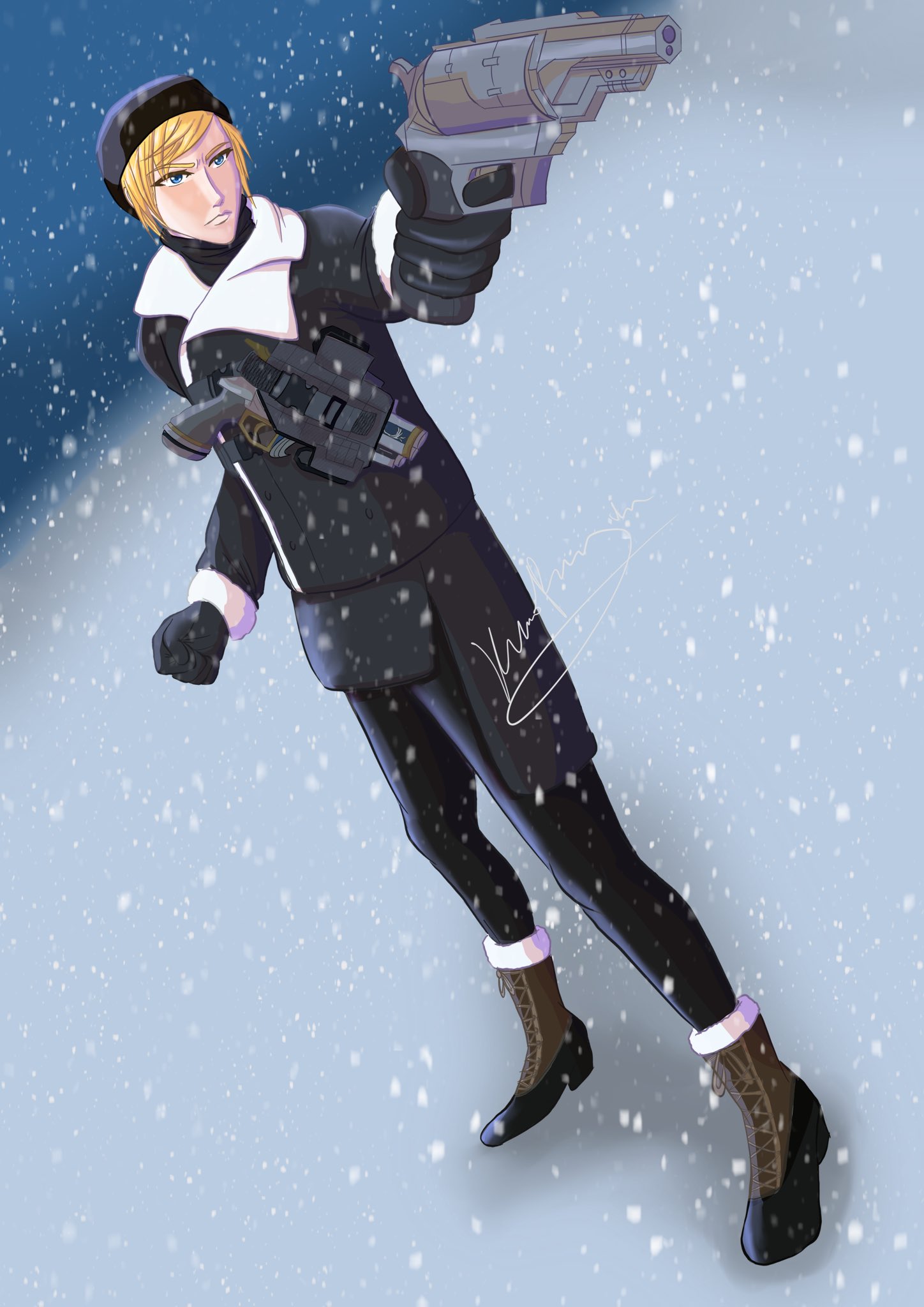 Kumopengin Prompto Fanart Will Always Be One Of My Favourite Character Ffxv Finalfantasy Finalfantasyxv Prompto Fanart Snow Digitalart Procreate Artistsontwitter Art Illustration Ikemen Animeart Gun Pose Male