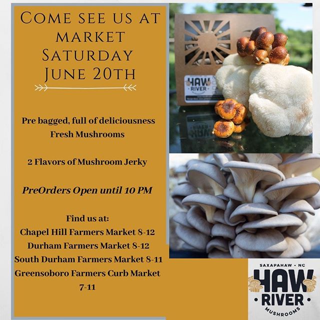 Markets are open this weekend! We will have our staff at all four area markets and we are still taking preorders to make it convenient for you to grab and go. 
Come see Liz and Iris at Durham Farmers' Market , Colin at Greensboro Farmers Curb  Market , Melissa at The South Durham