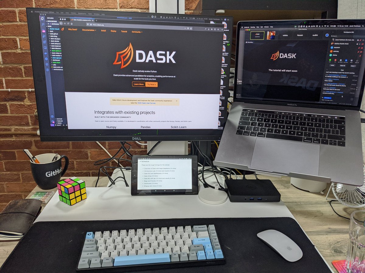 _JacobTomlinson's tweet photo. We are just kicking off our first Dask online tutorial. If you didn't manage to sign up this time don't worry, we hope to run these regularly. 

@dask_dev https://t.co/ZnwnUjjCSu