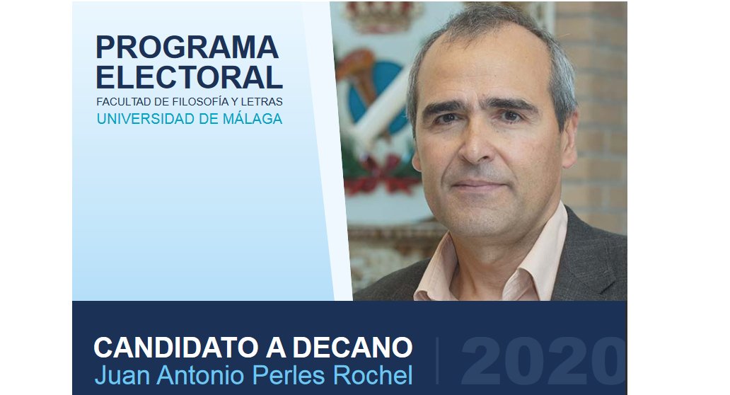 El candidato a decano de <a href="/LetrasUma/">Filosofía y Letras</a> Juan Antonio Perles mantendrá la próxima semana una serie de encuentros informativos online con los diferentes sectores de la Facultad para mostrar sus proyectos y recabar las opiniones de todos los miembros de la comunidad universitaria.