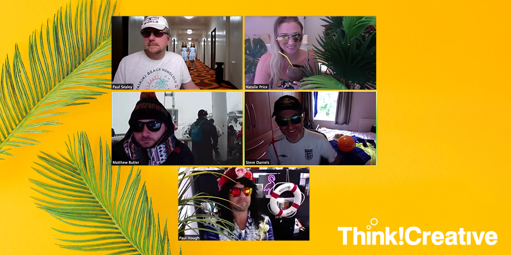 ThinkCreativeUK's tweet image. We’re all going on a Zoom'er Holiday 😎🌴🌺 #thinkcreativeuk #thinkcreative #teamthink #creativeteam #designteam #zoommeetings #workingfromhome #wfh #homestudio #remoteworking #virtualmeetings #summer