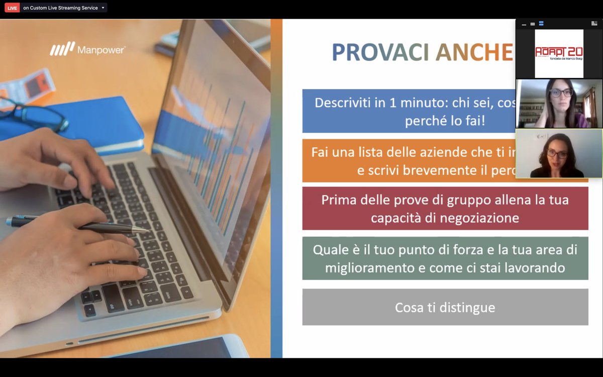 tomtir's tweet photo. #ADAPTmooc2020 il #colloquio #digitale: prova a raccontarti in un minuto e perché ti interessa quel ruolo e quella azienda, allenarsi a dialogare senza prevalere ma mantenendo collaborazione e negoziando una soluzione, capire quali sono le aree di forza e le aree di miglioramento https://t.co/y1jA1s4WGa