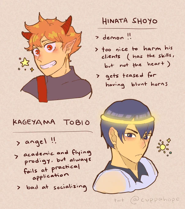 #kagehina angel demon au repost for #kagehinaweek20 day 5 !! :D

@kagehinaweek 